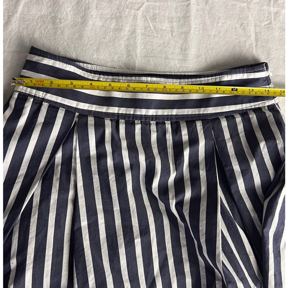 Halogen x Atlantic-Pacific Navy/White Striped A Line Midi Skirt Sz S Coastal - Picture 6 of 9